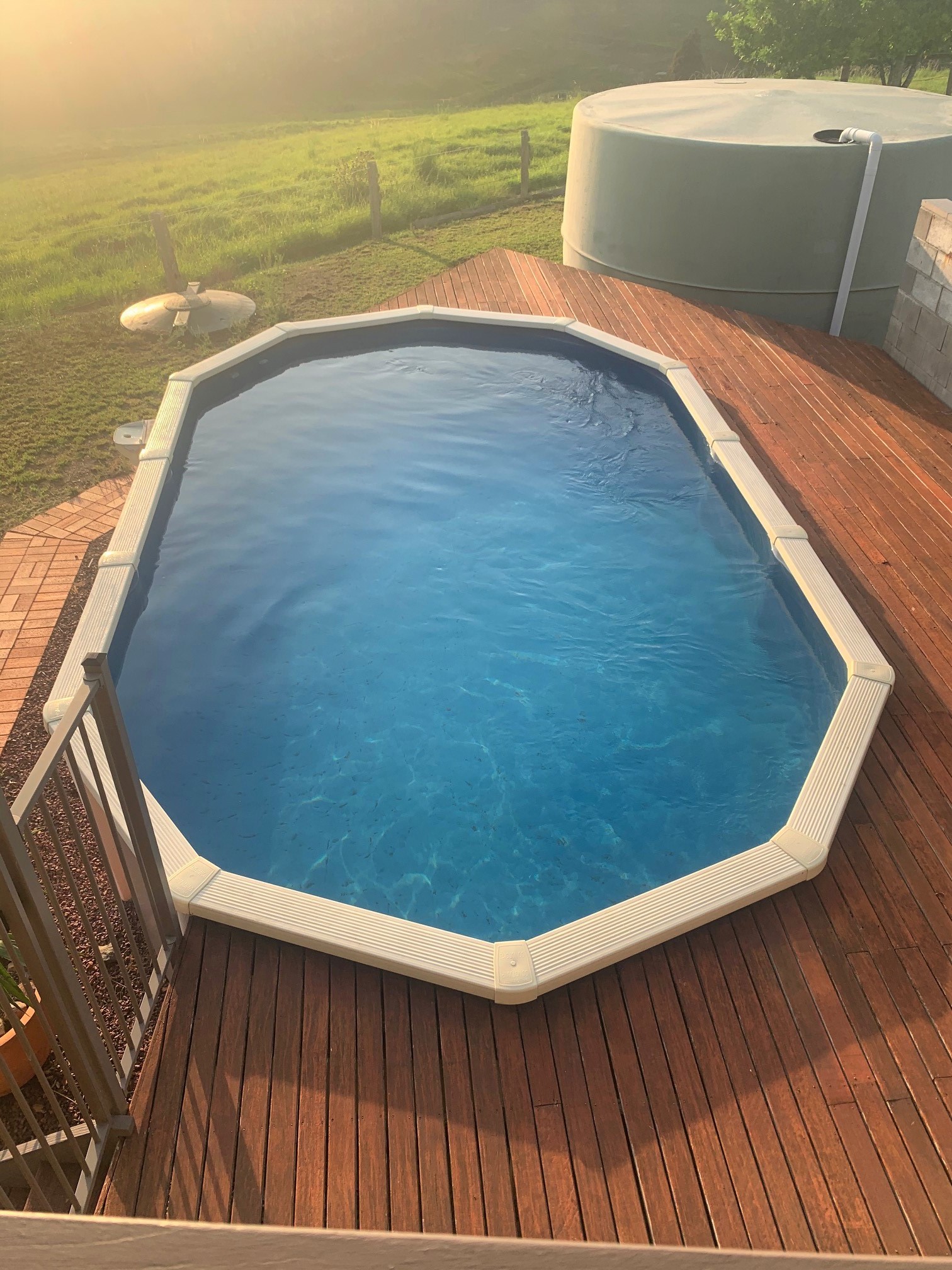 Semi inground outdoor pool