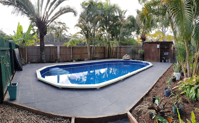 semi inground outdoor pool